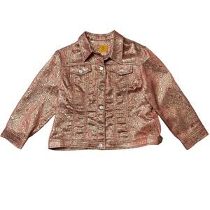 Ruby Rd. Pink And Gold Shiny Casual Jacket 12